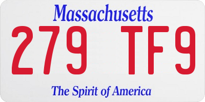 MA license plate 279TF9