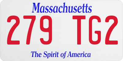 MA license plate 279TG2