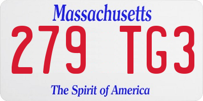 MA license plate 279TG3