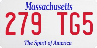 MA license plate 279TG5