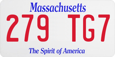 MA license plate 279TG7