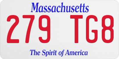 MA license plate 279TG8