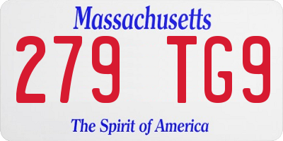 MA license plate 279TG9