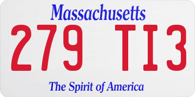 MA license plate 279TI3