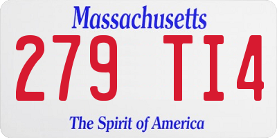 MA license plate 279TI4