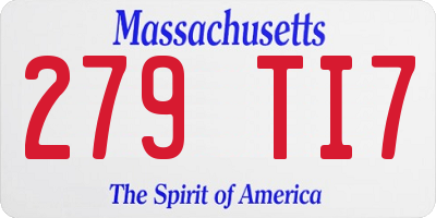 MA license plate 279TI7