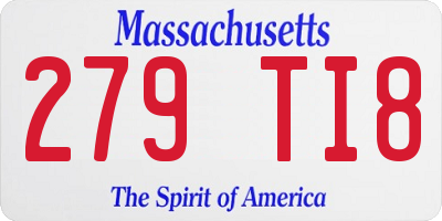 MA license plate 279TI8