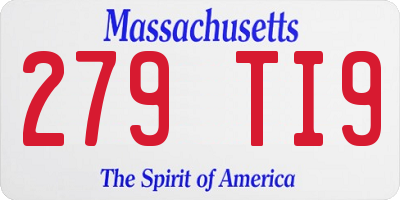 MA license plate 279TI9