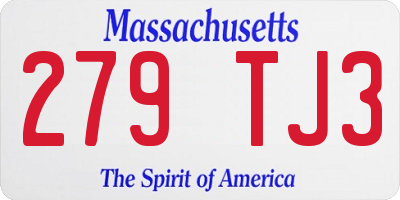 MA license plate 279TJ3