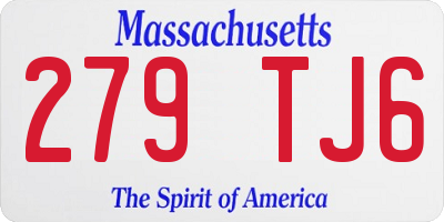 MA license plate 279TJ6