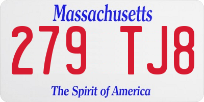 MA license plate 279TJ8