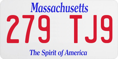 MA license plate 279TJ9
