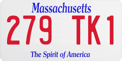MA license plate 279TK1