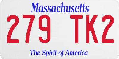 MA license plate 279TK2