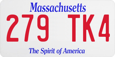 MA license plate 279TK4