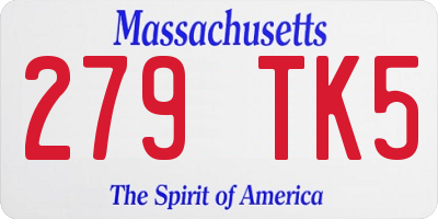 MA license plate 279TK5