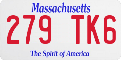 MA license plate 279TK6