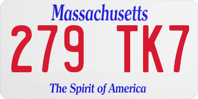MA license plate 279TK7