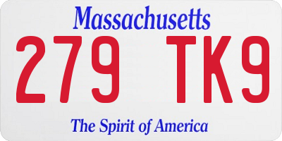 MA license plate 279TK9