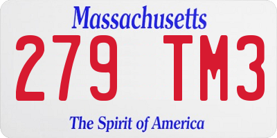 MA license plate 279TM3