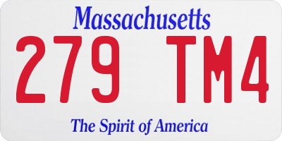 MA license plate 279TM4