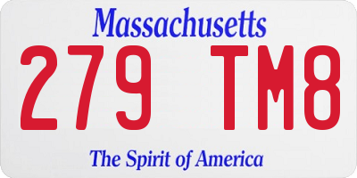 MA license plate 279TM8