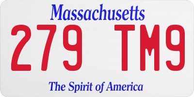 MA license plate 279TM9