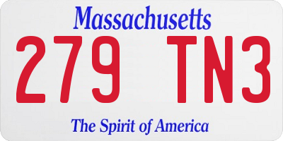 MA license plate 279TN3