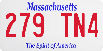 MA license plate 279TN4