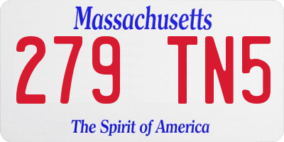 MA license plate 279TN5
