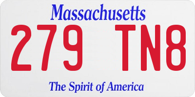 MA license plate 279TN8