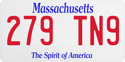 MA license plate 279TN9