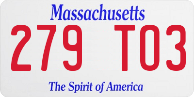 MA license plate 279TO3