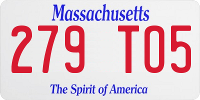 MA license plate 279TO5