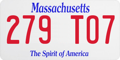 MA license plate 279TO7
