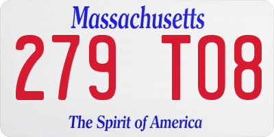 MA license plate 279TO8