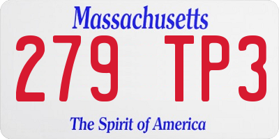 MA license plate 279TP3