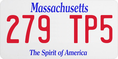 MA license plate 279TP5