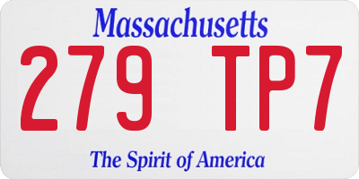 MA license plate 279TP7