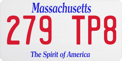 MA license plate 279TP8
