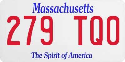 MA license plate 279TQ0