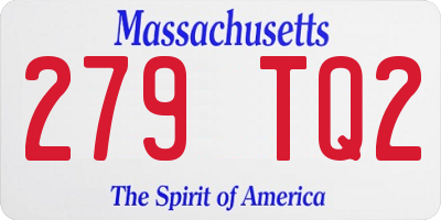 MA license plate 279TQ2