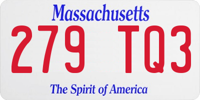 MA license plate 279TQ3