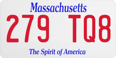 MA license plate 279TQ8