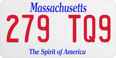 MA license plate 279TQ9