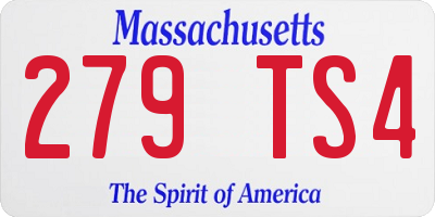 MA license plate 279TS4