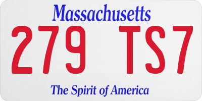 MA license plate 279TS7