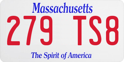 MA license plate 279TS8