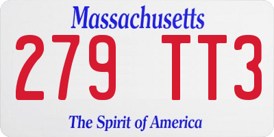 MA license plate 279TT3