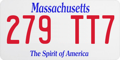 MA license plate 279TT7